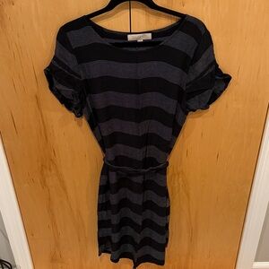 LOFT Black and White Striped Mini Dress
